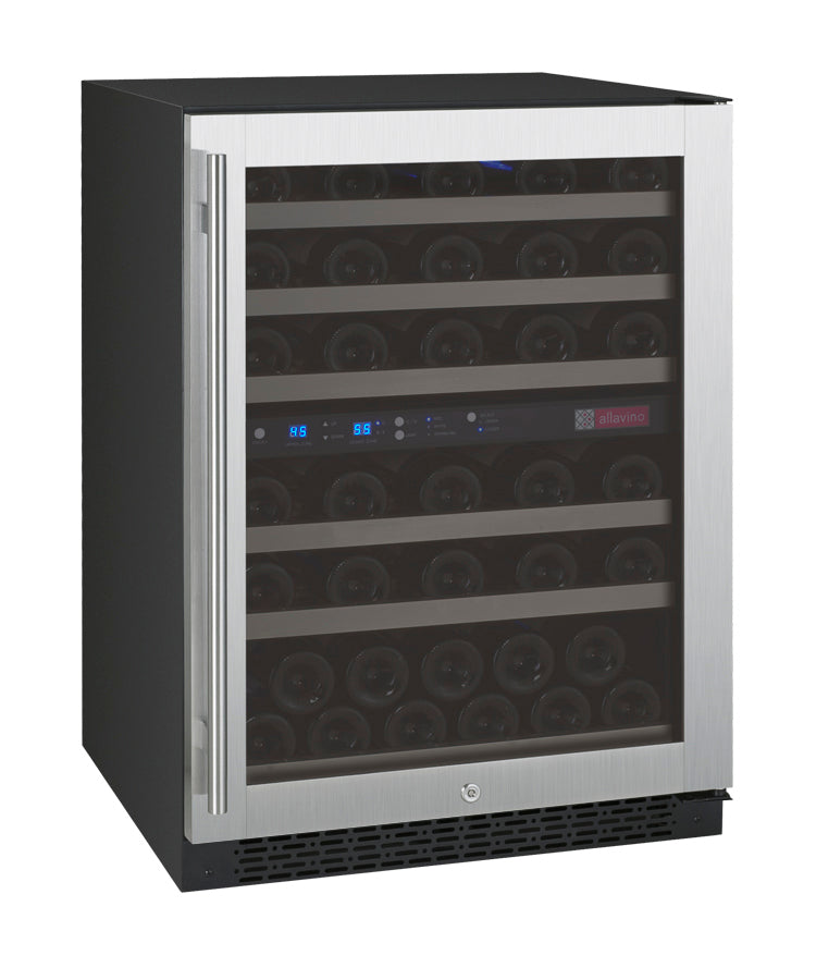 Allavino 24" Wide FlexCount II Tru-Vino 56 Bottle Dual Zone Stainless Steel Right Hinge Wine Refrigerator - VSWR56-2SR20