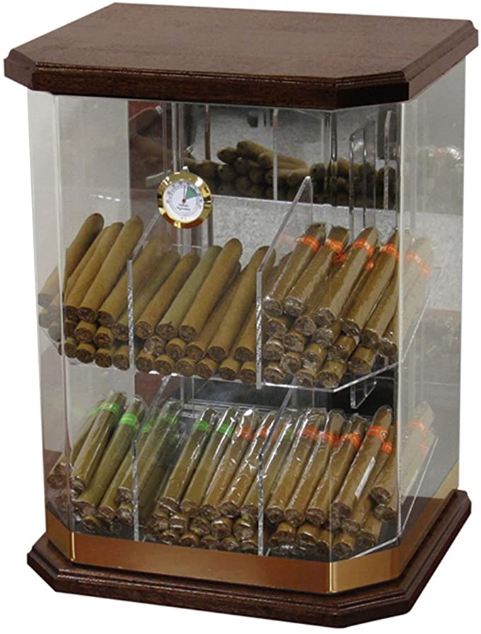 Prestige Import Group - The Franklin Wood & Acrylic Cigar Humidor Table Top Display - Up to 150