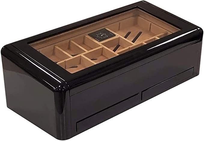Prestige Import Group - Baldwin Contemporary High Lacquer Cigar Humidor - Color: Jet Black - Capacity: Up to 150