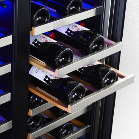 EdgeStar 30-Inch 56 Bottle Built-In Dual Zone French Door Wine Cooler - Stainless Steel and Black - CWR5631FD - Wine Cooler City
