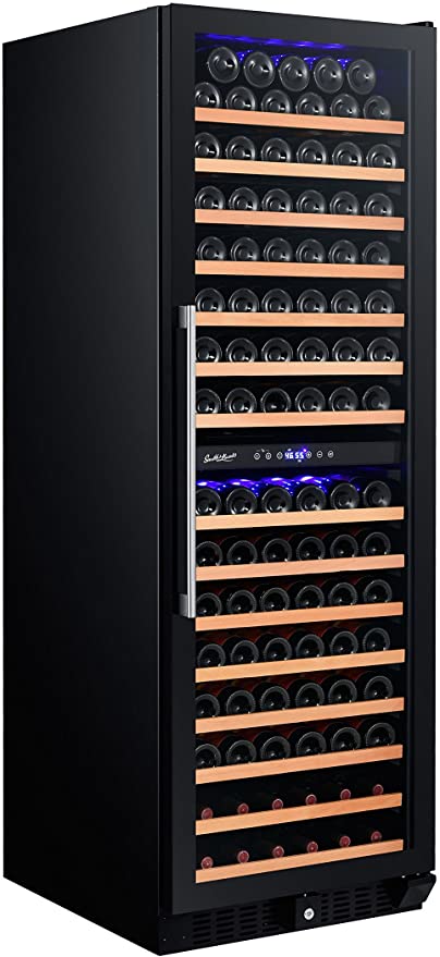Smith & Hanks RW428DRG 166 Bottle Dual Zone Wine Refrigerator, 24 Inch Width, Smoked Glass Door, Built-In or Free Standing