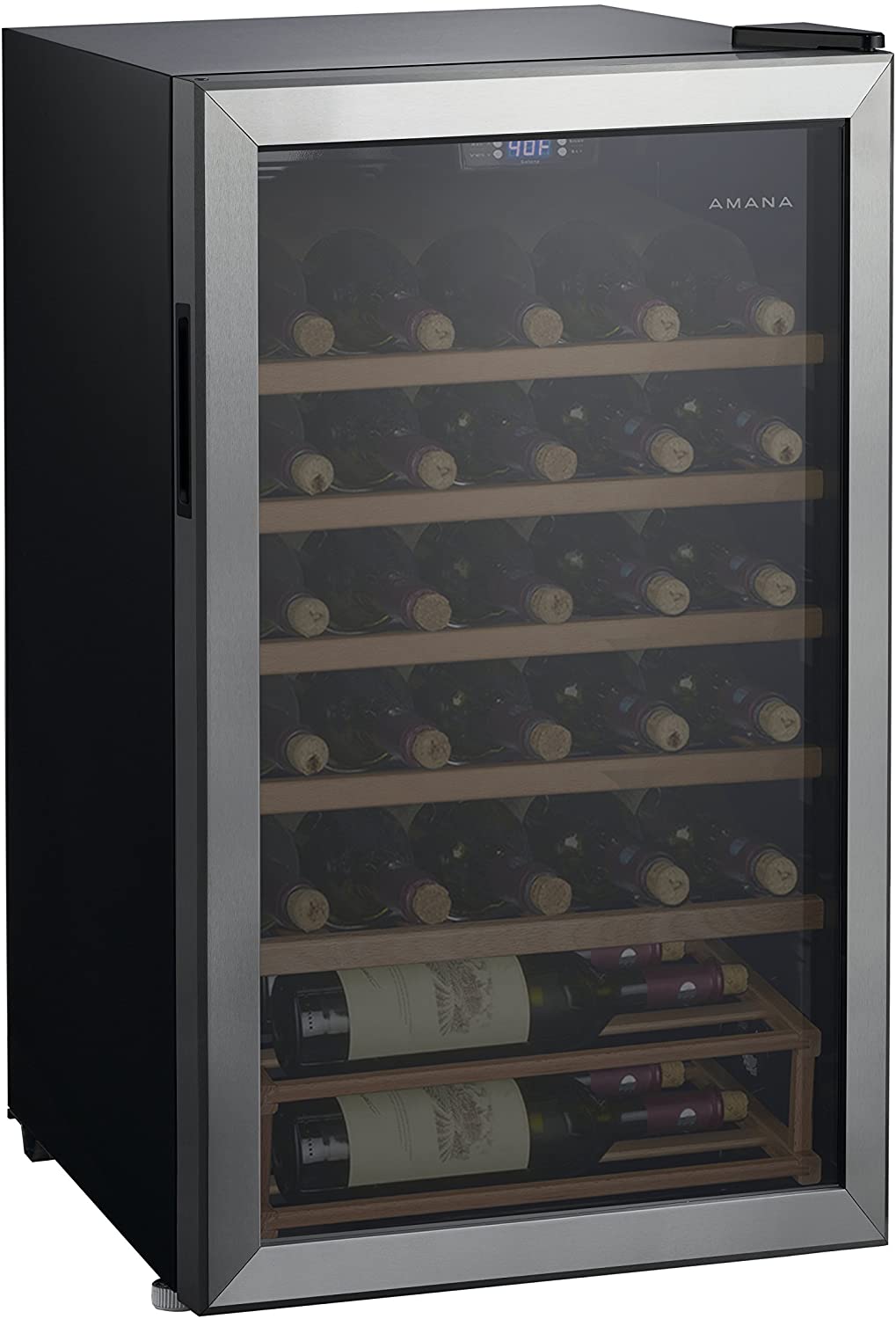 Amana 3.6 cu. Ft. 35 Bottle Wine Cooler w/ Stainless Steel Door, Adjustable Wire Shelves - AMAW35S2CW