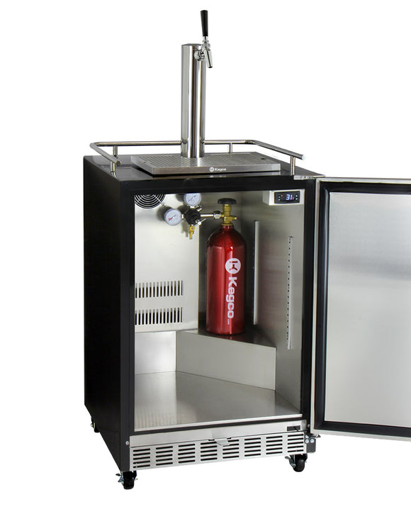 Kegco 24" Wide Single Tap Stainless Steel Commercial Built-In Left Hinge Kegerator with Kit - HK38BSC-L-1 - Wine Cooler City