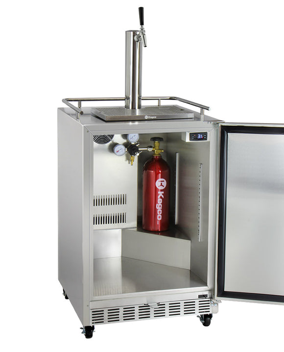 Kegco 24" Wide Single Tap Commercial Outdoor Left Hinge Kegerator with Kit - HK38SSC-L-1 - Wine Cooler City