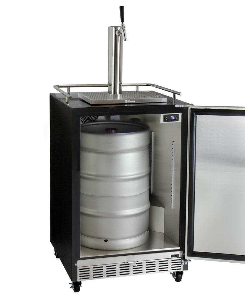 Kegco 24" Wide Single Tap Stainless Steel Commercial Built-In Left Hinge Kegerator with Kit - HK38BSC-L-1 - Wine Cooler City
