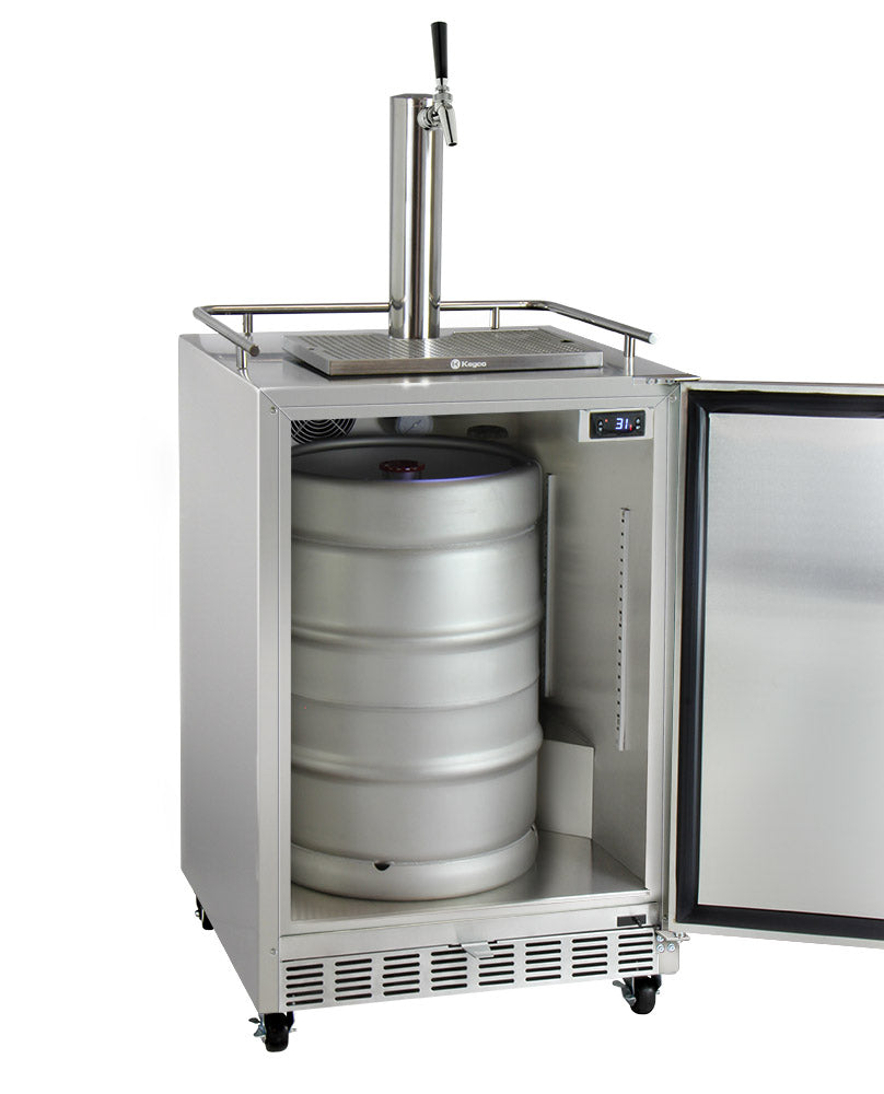 Kegco 24" Wide Single Tap Commercial Outdoor Left Hinge Kegerator with Kit - HK38SSC-L-1 - Wine Cooler City