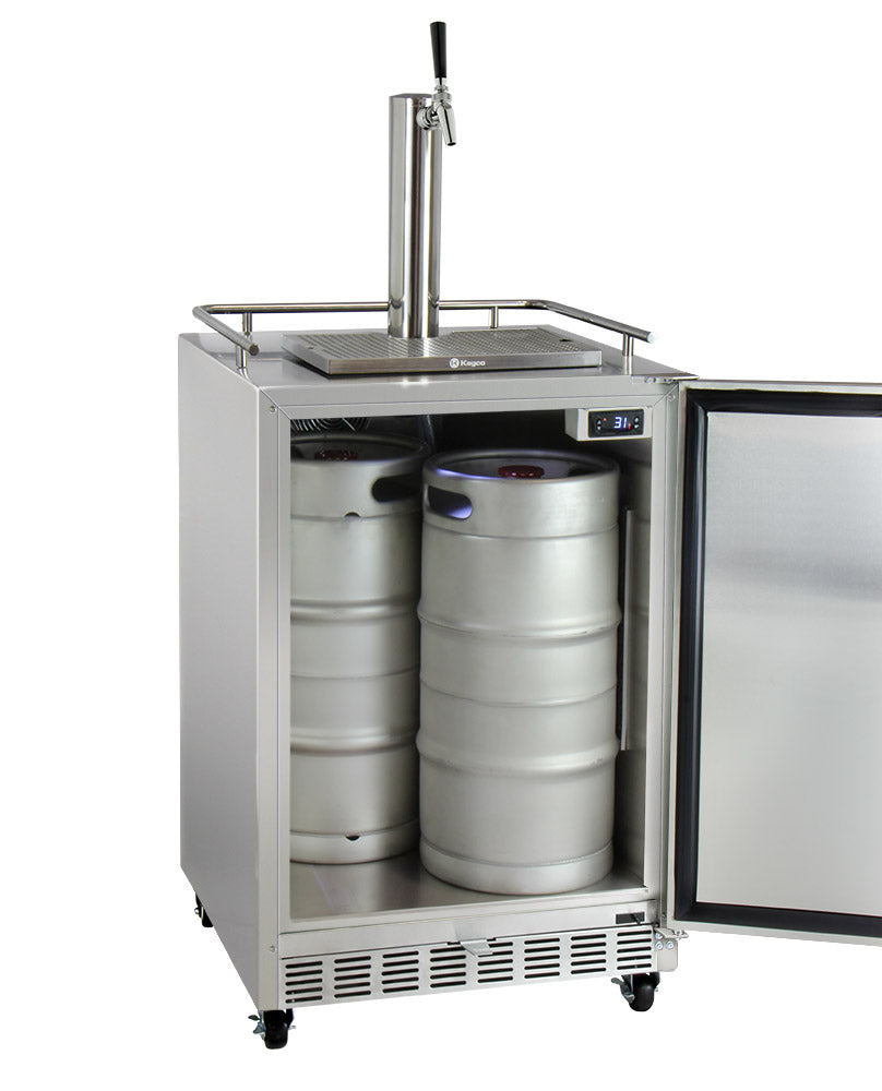 Kegco 24" Wide Single Tap Commercial Outdoor Left Hinge Kegerator with Kit - HK38SSC-L-1 - Wine Cooler City