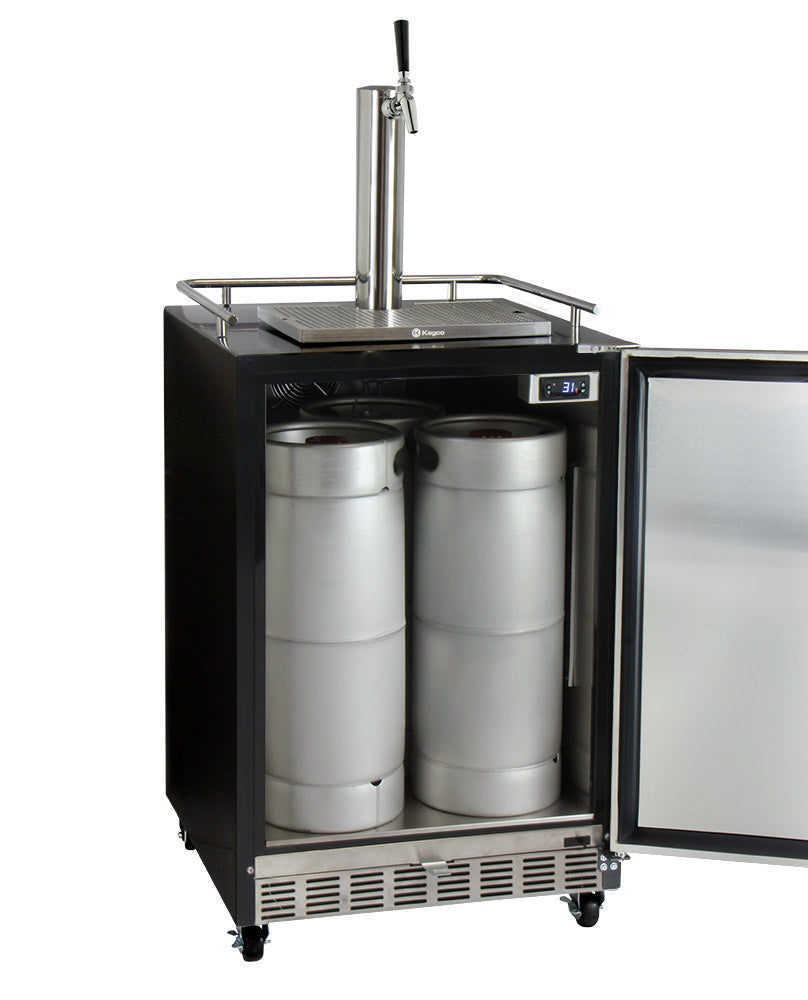 Kegco 24" Wide Single Tap Stainless Steel Commercial Built-In Right Hinge Digital Kegerator with Kit HK38BSC-1 - Wine Cooler City
