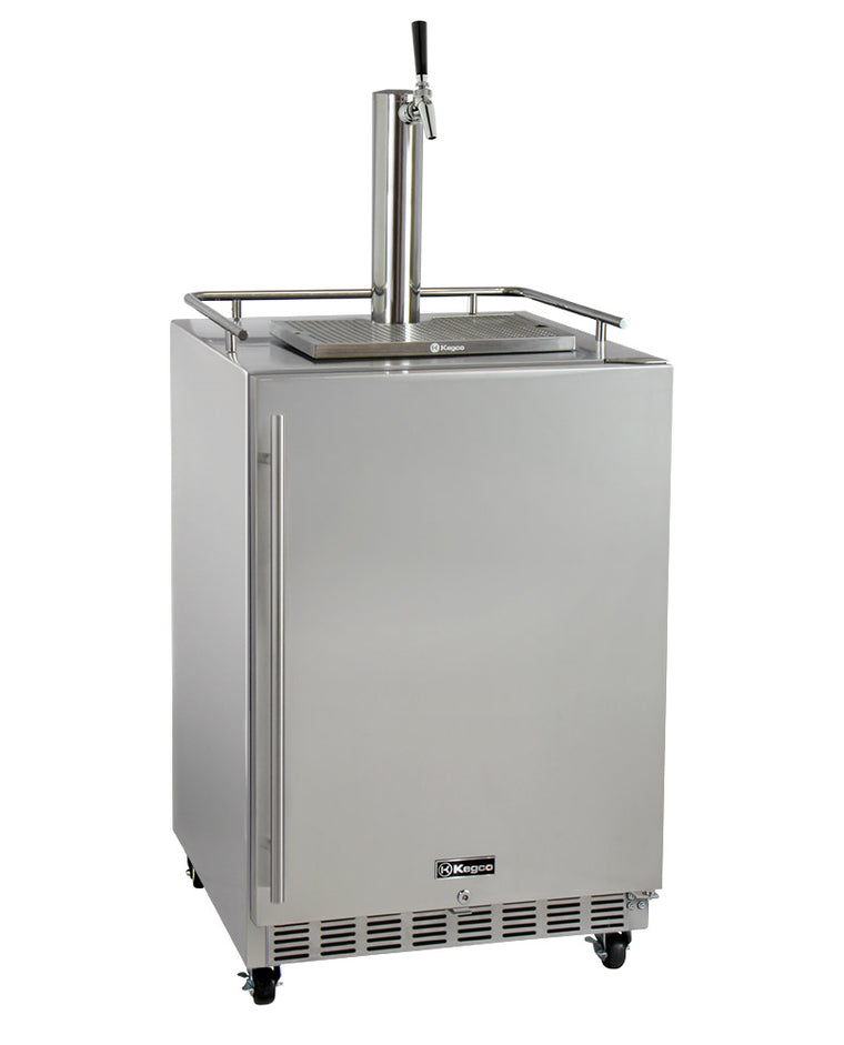 Kegco24" Wide Single Tap All Stainless Steel Commercial Outdoor Right Hinge Kegerator with Kit - HK38SSC-1 - Wine Cooler City