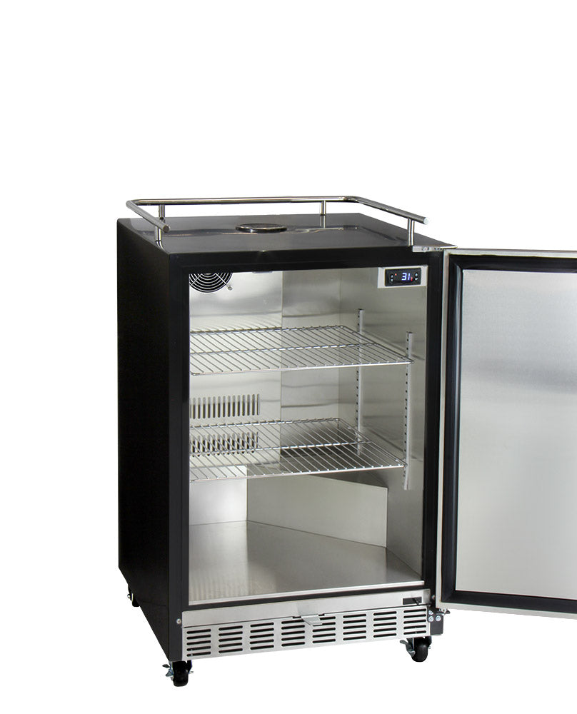 Kegco 24" Wide Dual Tap Stainless Steel Commercial Built-In Left Hinge Kegerator with Kit - HK38BSC-L-2 - Wine Cooler City