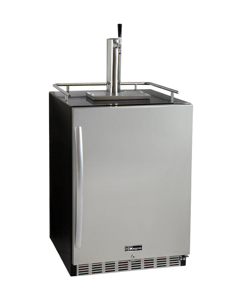 Kegco 24" Wide Single Tap Stainless Steel Built-In Right Hinge Kegerator with Kit - HK38BSU-1 - Wine Cooler City