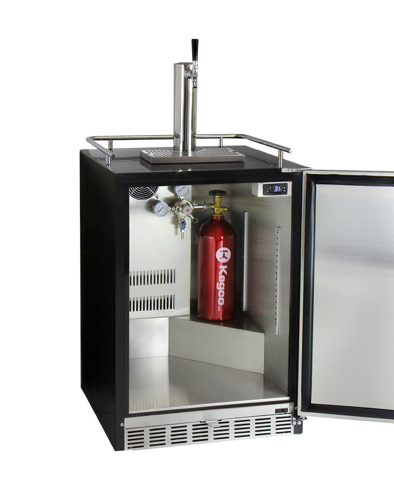 Kegco 24" Wide Single Tap Stainless Steel Built-In Digital Left Hinge Kegerator with Kit - HK38BSU-L-1 - Wine Cooler City