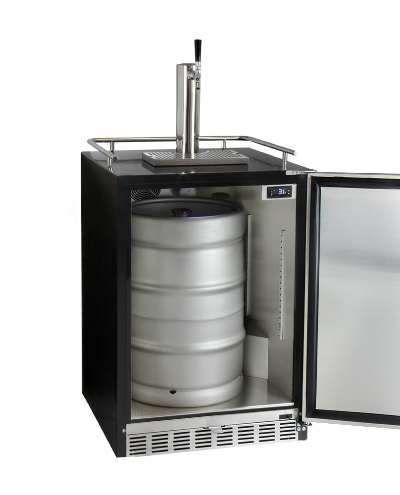 Kegco 24" Wide Single Tap Stainless Steel Built-In Digital Left Hinge Kegerator with Kit - HK38BSU-L-1 - Wine Cooler City
