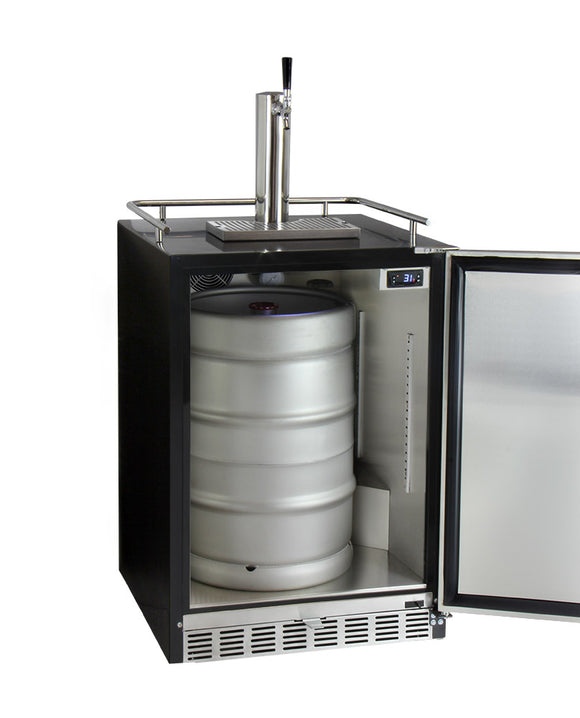 Kegco 24" Wide Single Tap Stainless Steel Built-In Digital Left Hinge Kegerator with Kit - HK38BSU-L-1 - Wine Cooler City