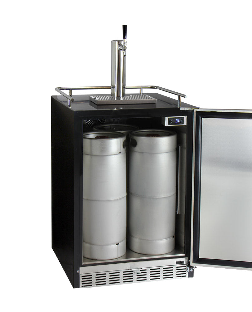 Kegco 24" Wide Single Tap Stainless Steel Built-In Digital Left Hinge Kegerator with Kit - HK38BSU-L-1 - Wine Cooler City