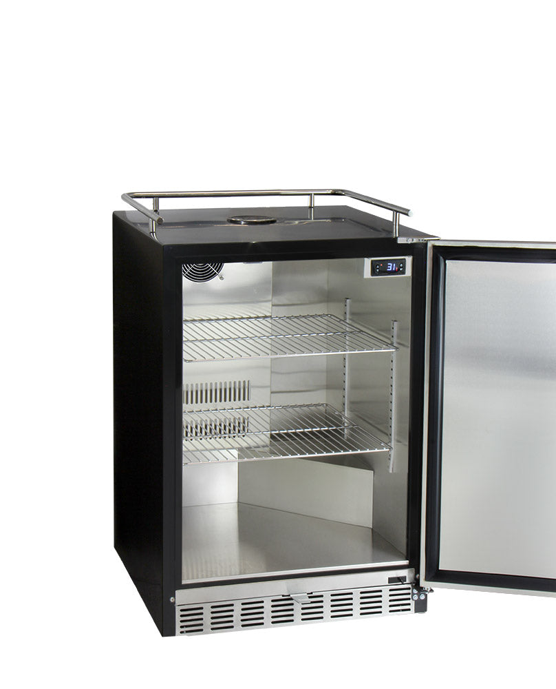 Kegco 24" Wide Dual Tap Stainless Steel Built-In Right Hinge Kegerator with Kit - HK38BSU-2 - Wine Cooler City