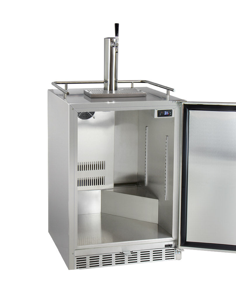 Kegco 24" Wide Cold Brew Coffee Single Tap All Stainless Steel Outdoor Built-In Right Hinge Kegerator Model - ICHK38SSU-1 - Wine Cooler City