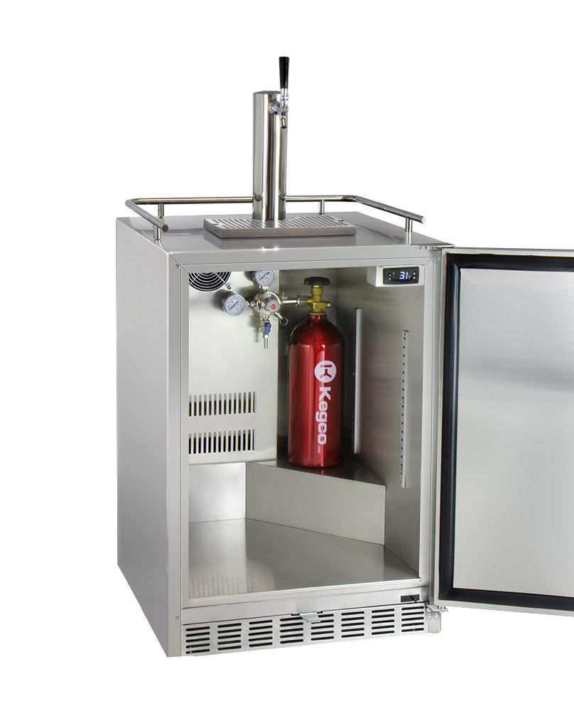 Kegco 24" Wide Cold Brew Coffee Single Tap All Stainless Steel Outdoor Built-In Right Hinge Kegerator Model - ICHK38SSU-1 - Wine Cooler City