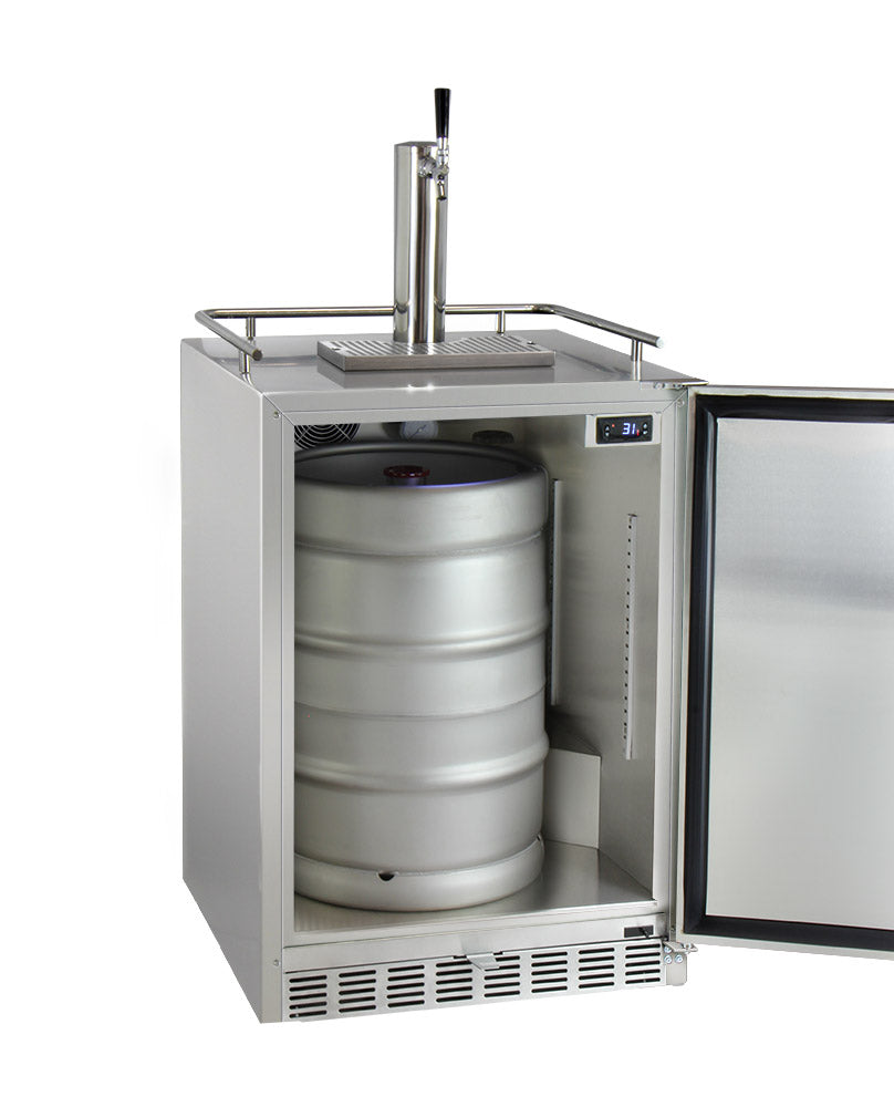 Kegco 24" Wide Cold Brew Coffee Single Tap All Stainless Steel Outdoor Built-In Right Hinge Kegerator Model - ICHK38SSU-1 - Wine Cooler City