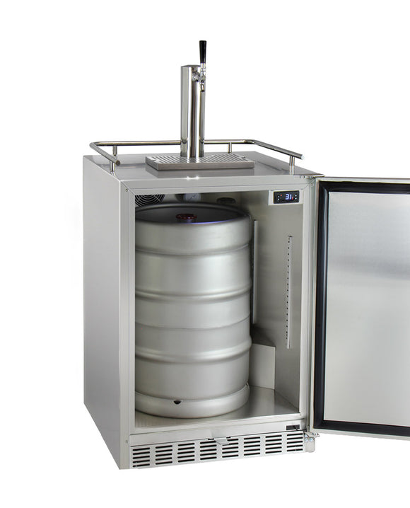 Kegco 24" Wide Cold Brew Coffee Single Tap All Stainless Steel Outdoor Built-In Right Hinge Kegerator Model - ICHK38SSU-1 - Wine Cooler City