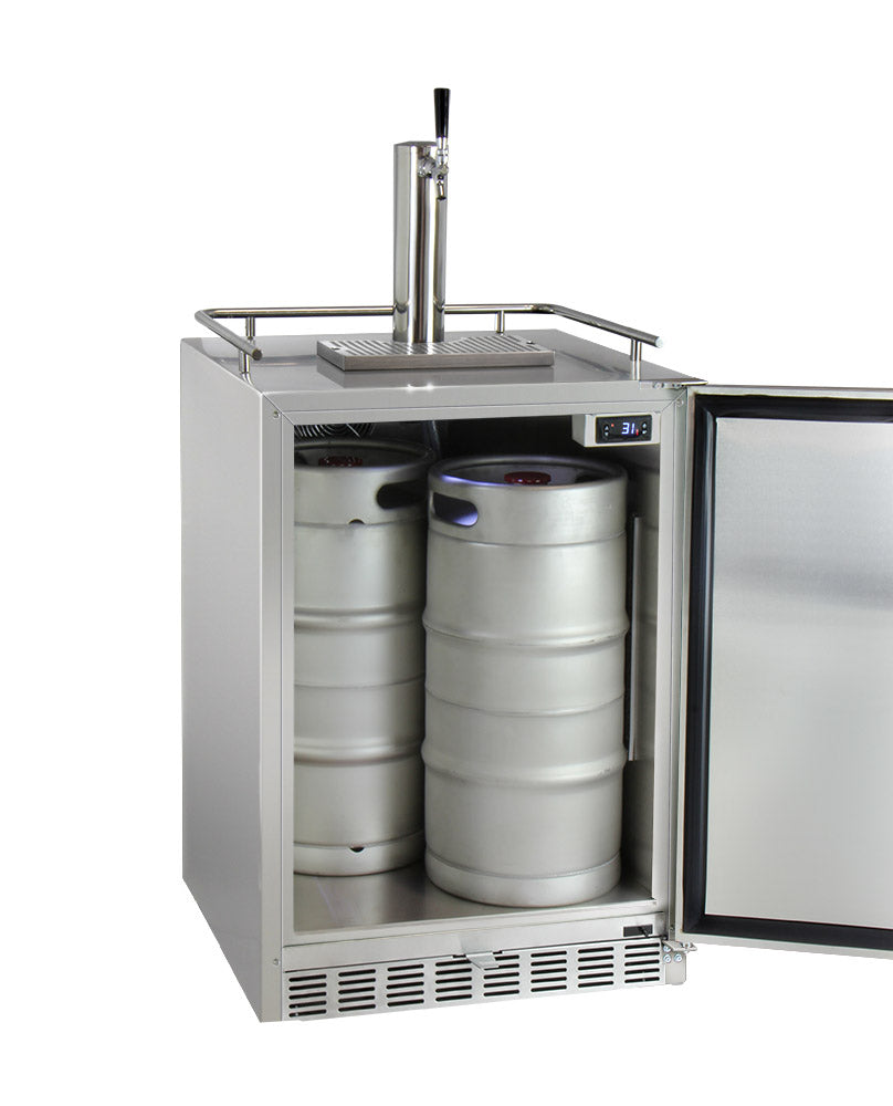 Kegco 24" Wide Cold Brew Coffee Single Tap All Stainless Steel Outdoor Built-In Right Hinge Kegerator Model - ICHK38SSU-1 - Wine Cooler City