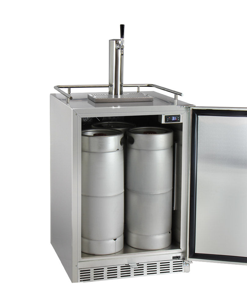 Kegco 24" Wide Cold Brew Coffee Single Tap All Stainless Steel Outdoor Built-In Right Hinge Kegerator Model - ICHK38SSU-1 - Wine Cooler City