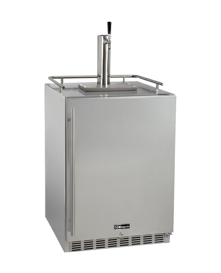 Kegco 24" Wide Cold Brew Coffee Single Tap All Stainless Steel Outdoor Built-In Right Hinge Kegerator Model - ICHK38SSU-1 - Wine Cooler City