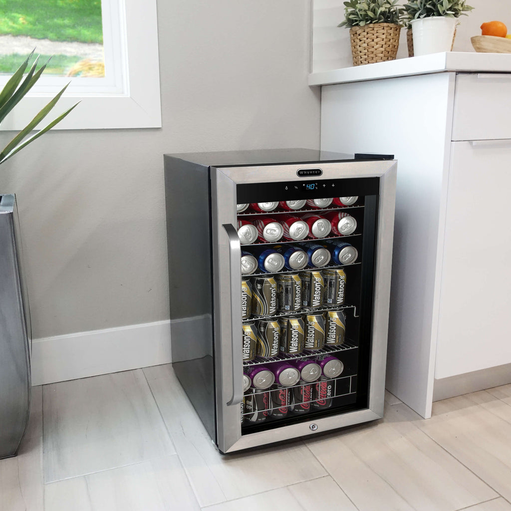Whynter Freestanding 121 Can Beverage Refrigerator with Digital Control and Internal Fan - BR-1211DS - Wine Cooler City