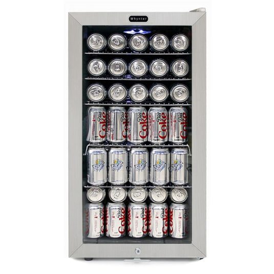 Whynter Beverage Refrigerator With Lock – Stainless Steel 120 Can Capacity BR-128WS - Wine Cooler City