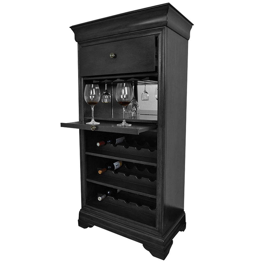 RAM Game Room Bar Cabinet with Wine Rack - Black - BRCB2 BLK
