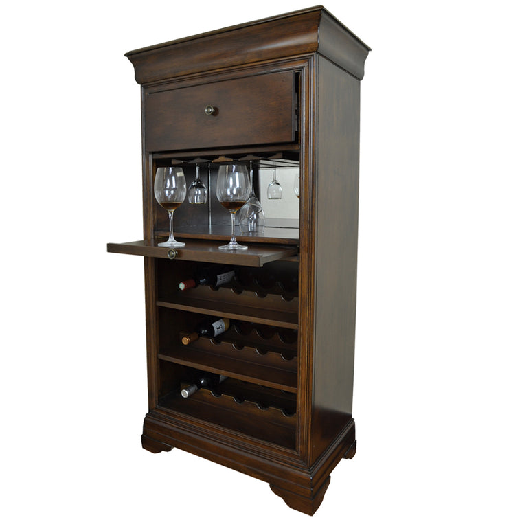 RAM Game Room Bar Cabinet with Wine Rack - Cappuccino - BRCB2 CAP