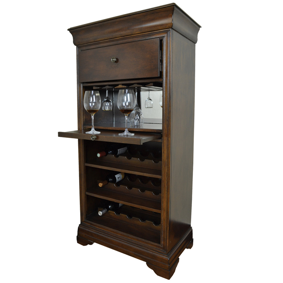 RAM Game Room Bar Cabinet with Wine Rack - Cappuccino - BRCB2 CAP
