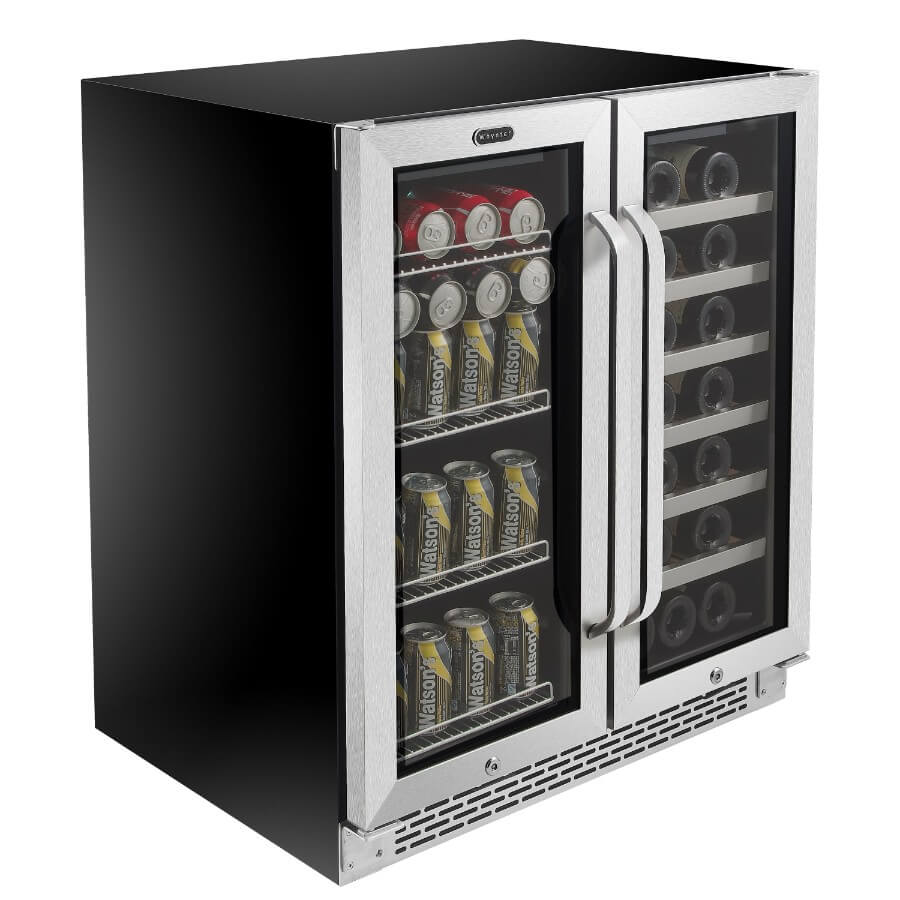 Whynter 30″ Built-In French Door Dual Zone 33 Bottle Wine Refrigerator 88 Can Beverage Center - BWB-3388FDS