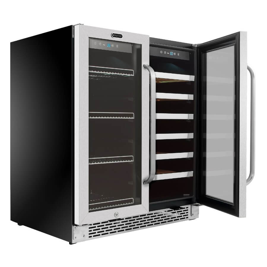 Whynter 30″ Built-In French Door Dual Zone 33 Bottle Wine Refrigerator 88 Can Beverage Center - BWB-3388FDS