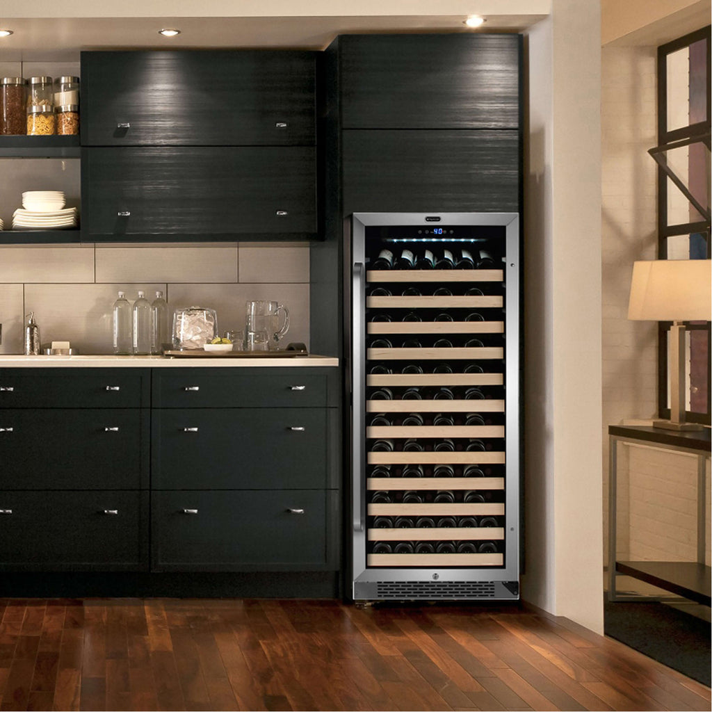 Whynter 100 Bottle Built-in Stainless Steel Compressor Wine Refrigerator with Display Rack - BWR-1002SD  and LED display - Wine Cooler City