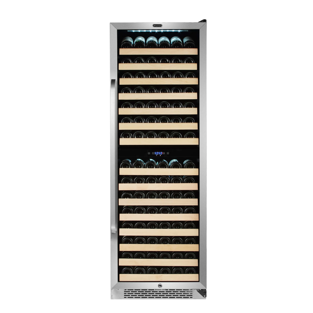 Whynter 164 Bottle Built-in Stainless Steel Dual Zone Compressor Wine Refrigerator with Display Rack and LED display - BWR-1642DZ - Wine Cooler City