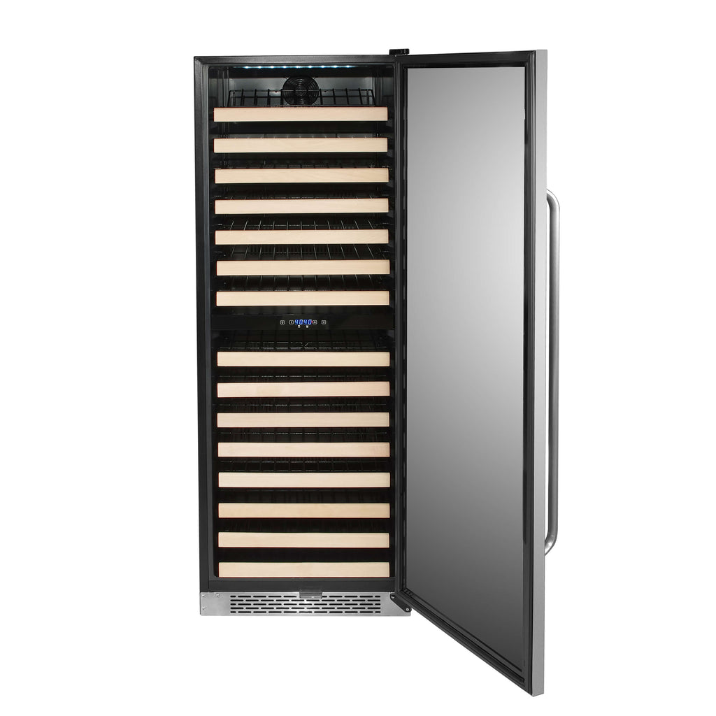 Whynter 164 Bottle Built-in Stainless Steel Dual Zone Compressor Wine Refrigerator with Display Rack and LED display - BWR-1642DZ - Wine Cooler City
