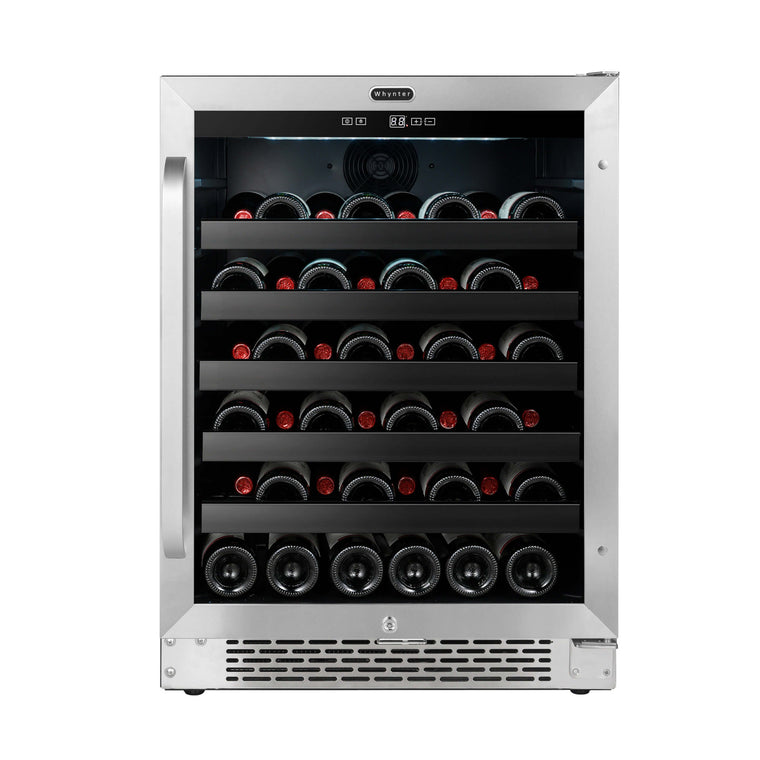 Whynter 24 inch Built-In 46 Bottle Undercounter Stainless Steel Wine Refrigerator with Reversible Door, Digital Control, Lock and Carbon Filter - BWR-408SB
