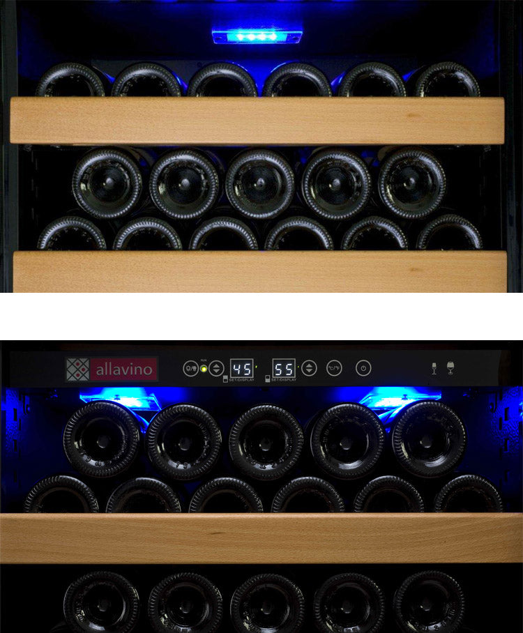 Allavino 63" Wide Vite II Tru-Vino 554 Bottle Dual Zone Black Side-by-Side Wine Refrigerator - 2X-YHWR305-1B20