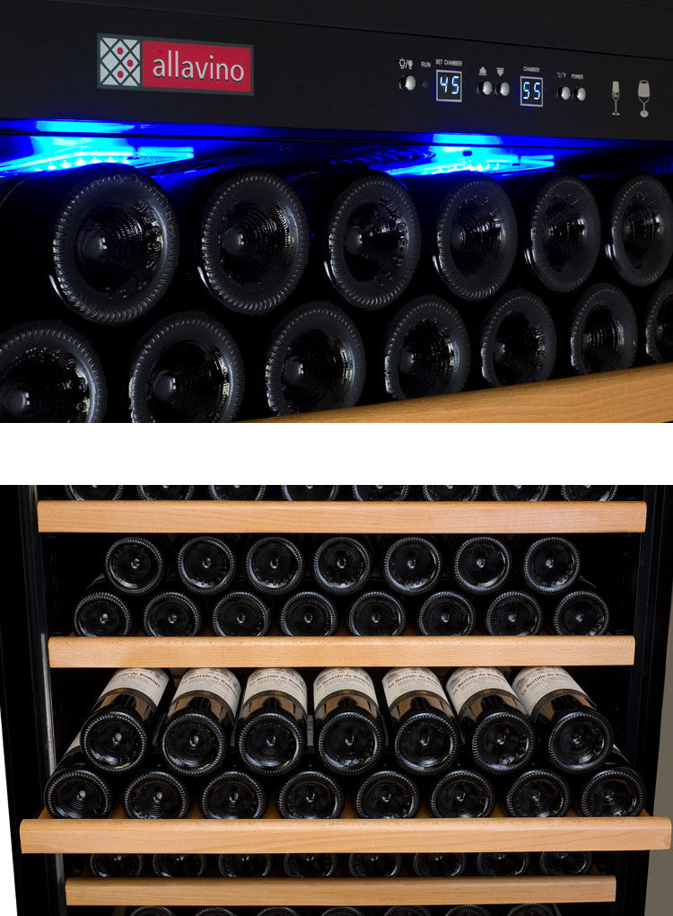 Allavino 63" Wide Vite II Tru-Vino 554 Bottle Dual Zone Stainless Steel Side-by-Side Wine Refrigerator - 2X-YHWR305-1S20