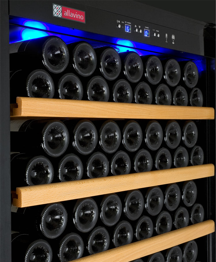 Allavino 63" Wide Vite II Tru-Vino 554 Bottle Dual Zone Black Side-by-Side Wine Refrigerator - 2X-YHWR305-1B20