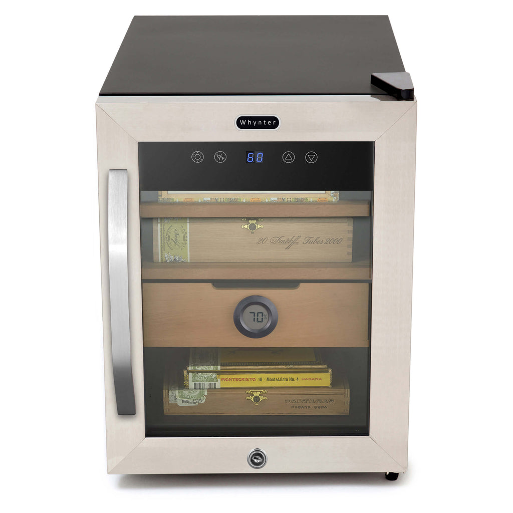 Whynter 1.2 cu. ft. Stainless Steel Digital Control and Display Cigar Humidor with Spanish Cedar Shelves - CHC-123DS