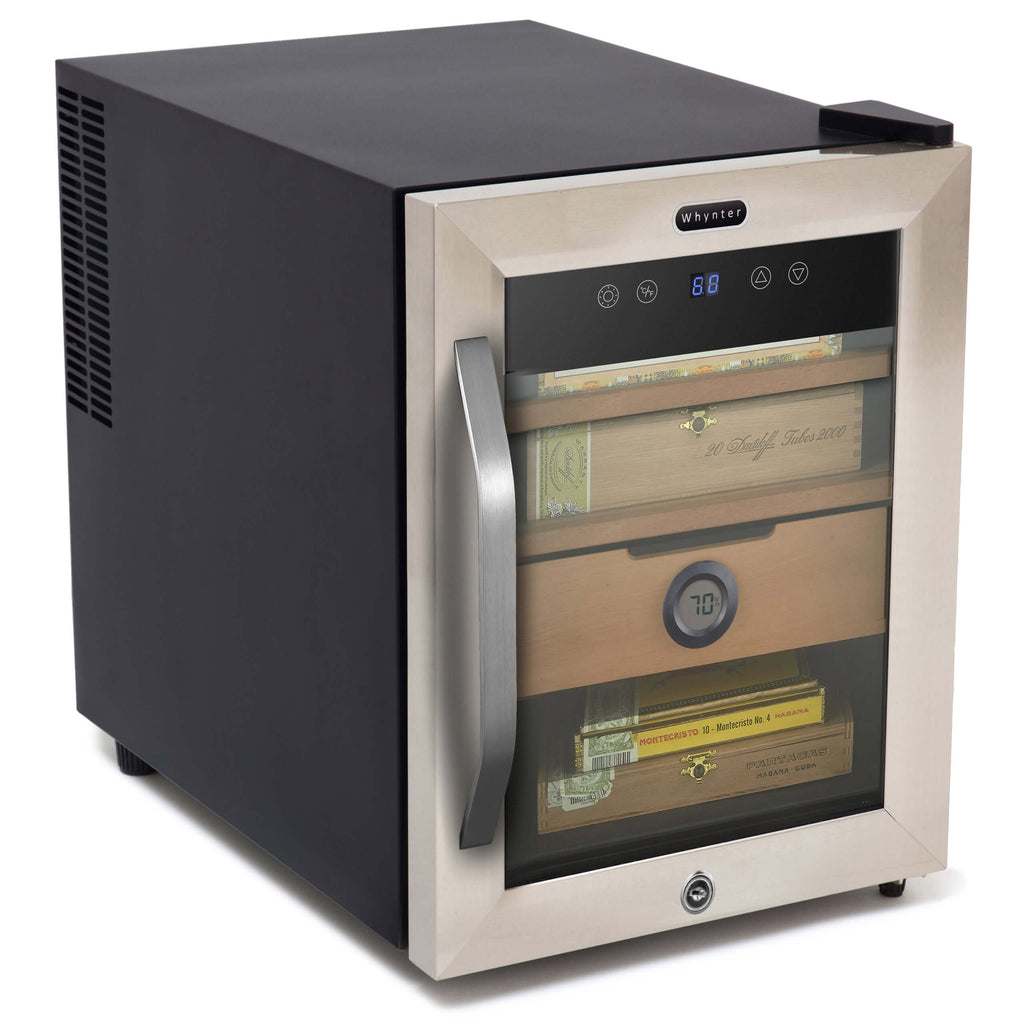 Whynter 1.2 cu. ft. Stainless Steel Digital Control and Display Cigar Humidor with Spanish Cedar Shelves - CHC-123DS