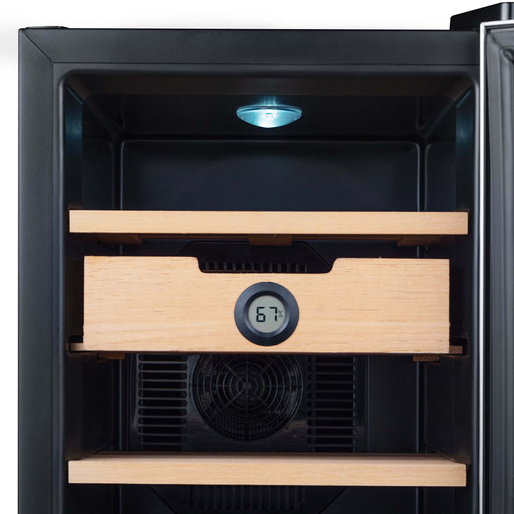 Whynter 1.2 cu. ft. Stainless Steel Digital Control and Display Cigar Humidor with Spanish Cedar Shelves - CHC-123DS