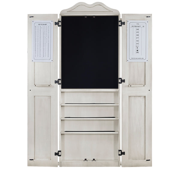 RAM Game Room Dartboard Cabinet Cue Holder - Antique White - DCAB2 AW