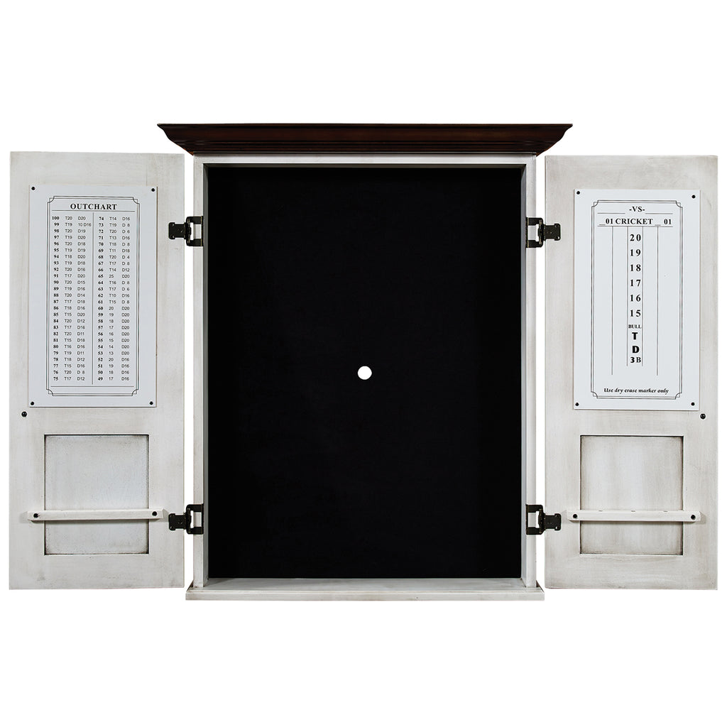 RAM Game Room Dartboard Cabinet Square - Antique White - DCAB3 AW