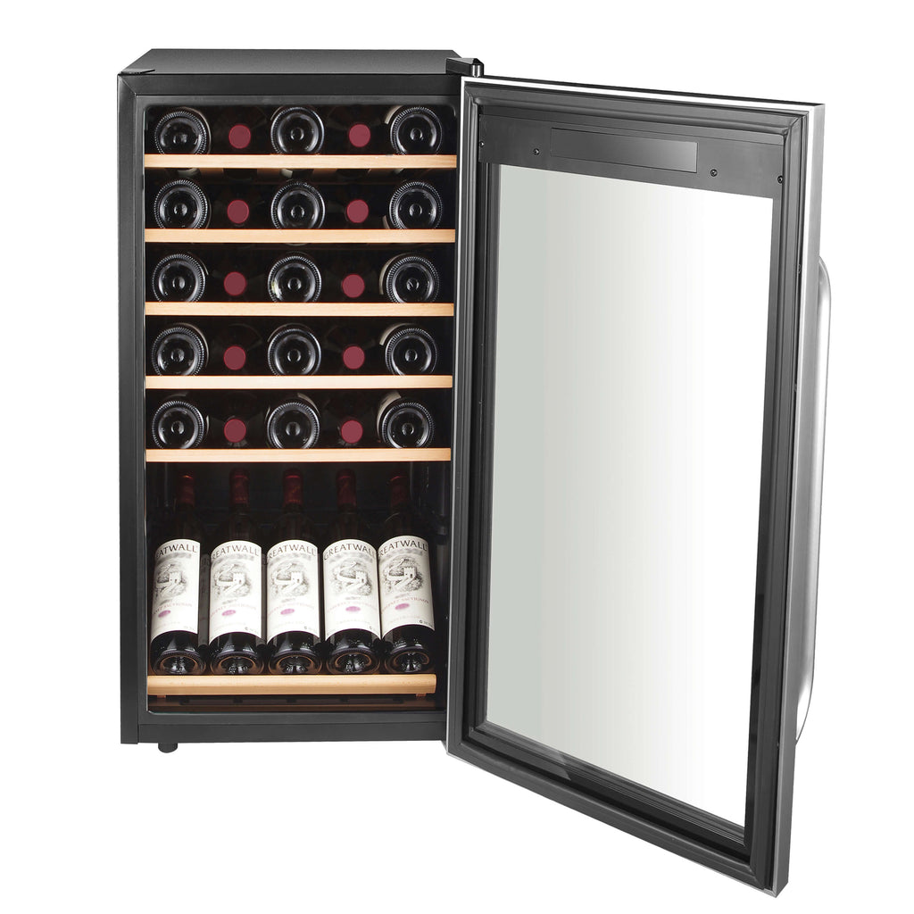 Whynter 34 Bottle Freestanding Stainless Steel Wine Refrigerator with Display Shelf and Digital Control - FWC-341TS - Wine Cooler City
