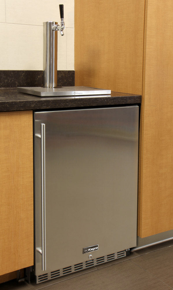 Kegco 24" Wide Single Tap Stainless Steel Built-In Digital Left Hinge Kegerator with Kit - HK38BSU-L-1 - Wine Cooler City