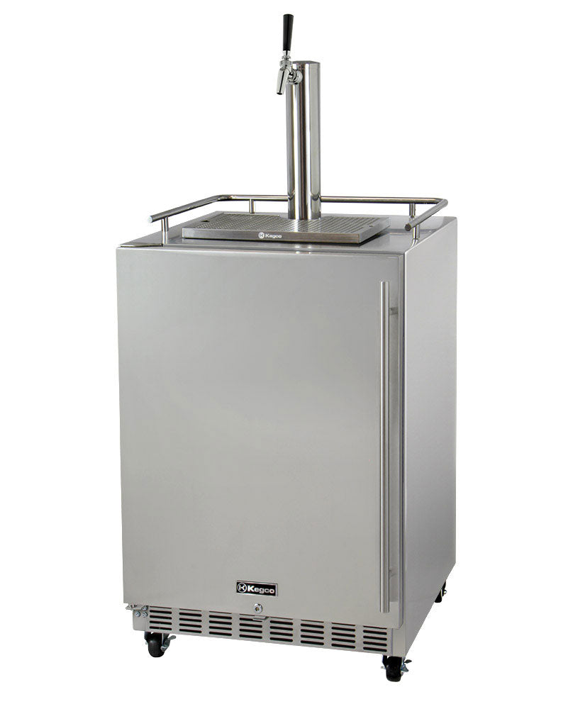 Kegco 24" Wide Single Tap Commercial Outdoor Left Hinge Kegerator with Kit - HK38SSC-L-1 - Wine Cooler City