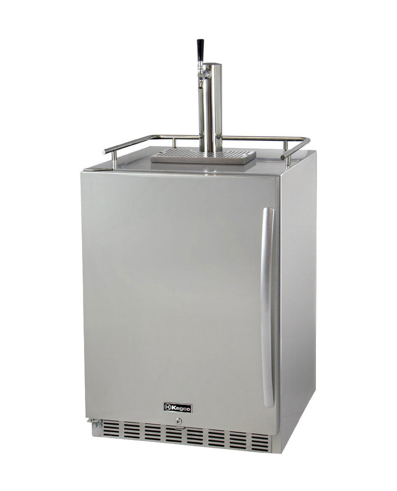 Kegco 24" Wide Single All Stainless Steel Outdoor Built-In Left Hinge Kegerator with Kit - HK38SSU-L-1 - Wine Cooler City